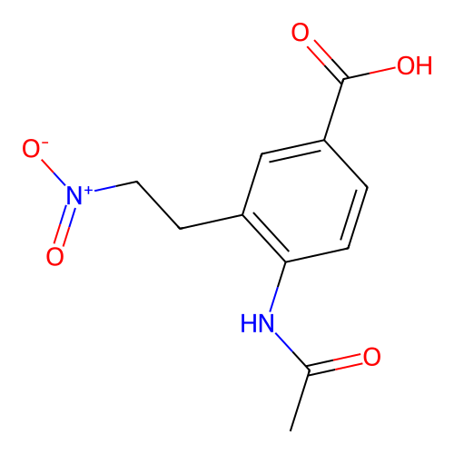 4-Acetamido-3-(2-nitroethyl)benzoic acid structure