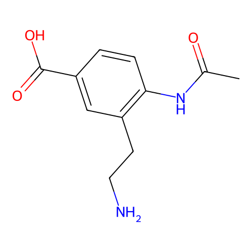 Benzoic acid, 4-(acetylamino)-3-(2-aminoethyl)- structure