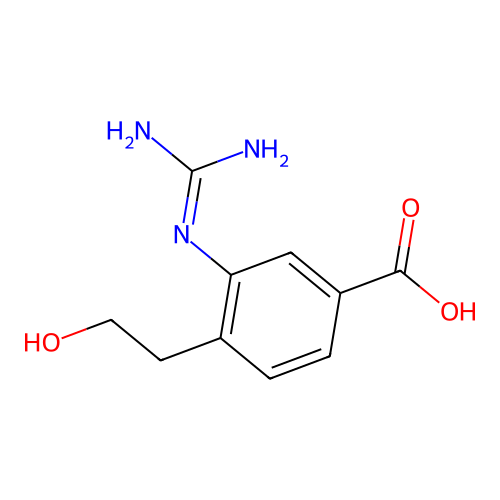 Benzoic acid, 3-[(aminoiminomethyl)amino]-4-(2-hydroxyethyl)- structure