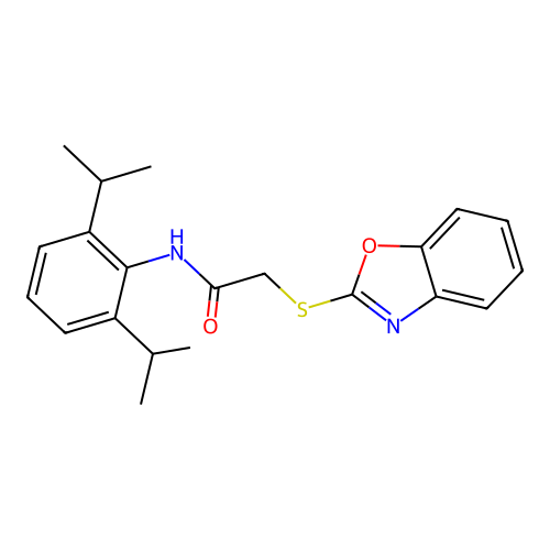 2-(1,3-benzoxazol-2-ylsulfanyl)-N-[2,6-di(propan-2-yl)phenyl]acetamide structure
