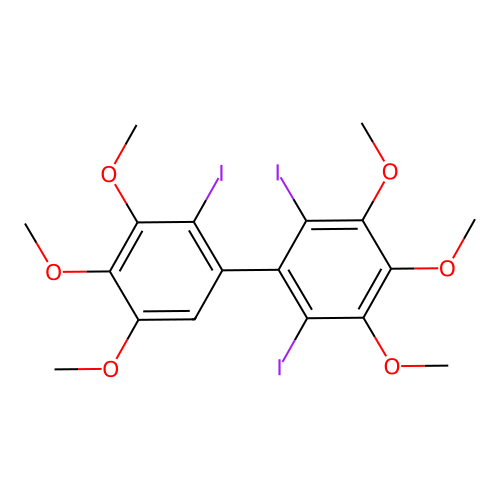 2,2',6-Triiodo-3,3',4,4',5,5'-hexamethoxy-1,1'-biphenyl structure