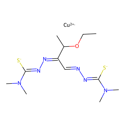 3-Ethoxy-2-oxobutylaldehyde bis(N'-dimethylthiosemicarbazonate) structure