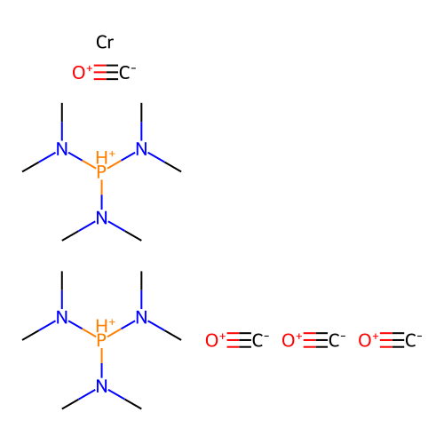 Chromium, tetracarbonylbis(hexamethylphosphorous triamide)- structure