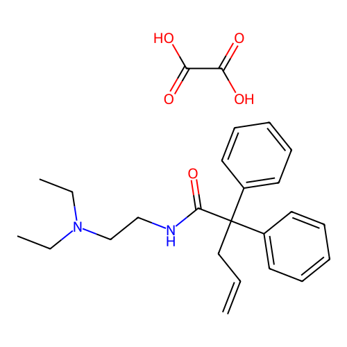 N-[2-(diethylamino)ethyl]-2,2-diphenylpent-4-enamide;oxalic acid structure