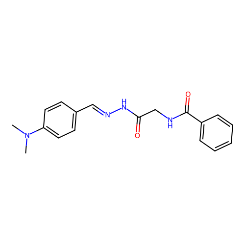 N-(2-{(2E)-2-[4-(dimethylamino)benzylidene]hydrazino}-2-oxoethyl)benzamide structure