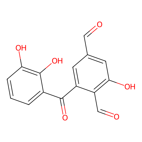 2-(2,3-Dihydroxy-benzoyl)-6-hydroxy-benzene-1,4-dicarbaldehyde structure