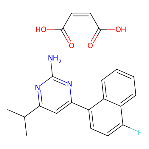 4-(4-Fluoronaphthalen-1-yl)-6-isopropylpyrimidin-2-amine maleate structure