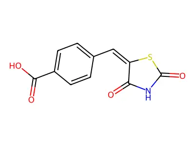 4-[(2,4-dioxo-1,3-thiazolidin-5-ylidene)methyl]benzoic Acid structure