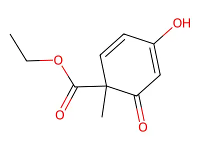 Ethyl 4-hydroxy-1-methyl-6-oxocyclohexa-2,4-diene-1-carboxylate structure