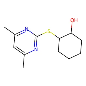 (1S,2S)-2-(4,6-dimethylpyrimidin-2-yl)sulfanylcyclohexan-1-ol structure