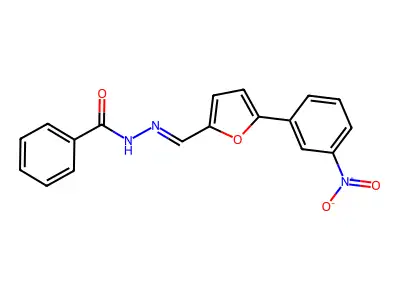N-[(E)-[5-(3-nitrophenyl)furan-2-yl]methylideneamino]benzamide structure