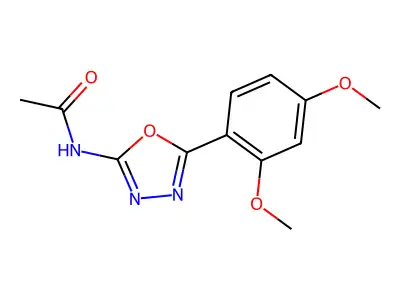 N-[5-(2,4-dimethoxyphenyl)-1,3,4-oxadiazol-2-yl]acetamide structure