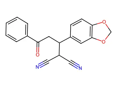 Propanedinitrile, [1-(1,3-benzodioxol-5-yl)-3-oxo-3-phenylpropyl]- structure
