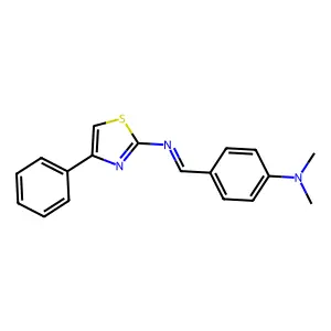 N,N-dimethyl-4-[(4-phenyl-1,3-thiazol-2-yl)iminomethyl]aniline structure