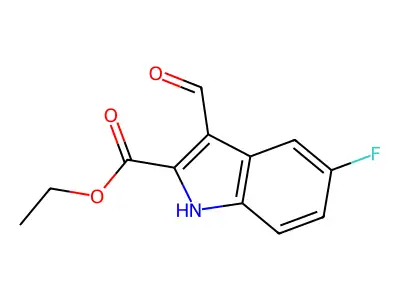 ethyl 5-fluoro-3-formyl-1H-indole-2-carboxylate structure