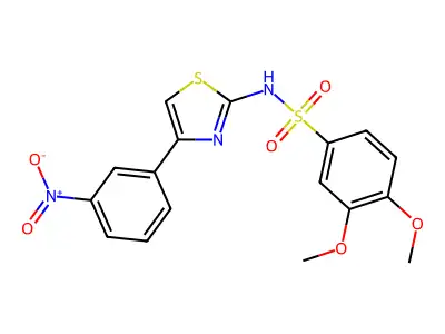 3,4-Dimethoxy-N-(4-(3-nitrophenyl)-2-thiazolyl)benzenesulfonamide structure