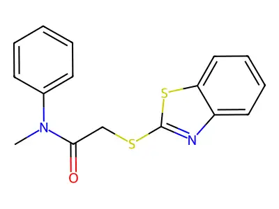 2-(1,3-benzothiazol-2-ylsulfanyl)-N-methyl-N-phenylacetamide structure