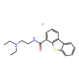 4-Dibenzothiophenecarboxamide, N-(2-(diethylamino)ethyl)-, monohydrochloride structure