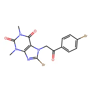 8-BR-7-(2-(4-BR-Phenyl)-2-oxo-ethyl)-1,3-dimethyl-3,7-dihydro-purine-2,6-dione structure