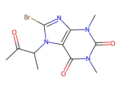 8-Bromo-1,3-dimethyl-7-(3-oxobutan-2-yl)purine-2,6-dione structure