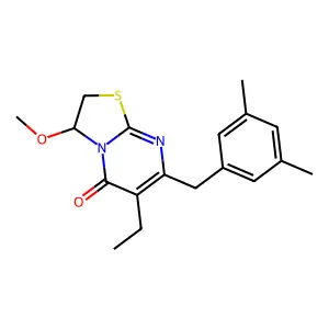 5H-Thiazolo(3,2-a)pyrimidin-5-one, 7-((3,5-dimethylphenyl)methyl)-6-ethyl-2,3-dihydro-3-methoxy- structure