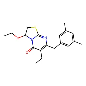 5H-Thiazolo(3,2-a)pyrimidin-5-one, 7-((3,5-dimethylphenyl)methyl)-3-ethoxy-6-ethyl-2,3-dihydro- structure