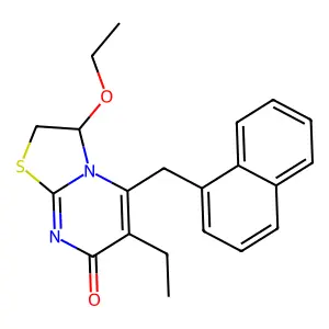 5H-Thiazolo(3,2-a)pyrimidin-5-one, 3-ethoxy-6-ethyl-2,3-dihydro-7-(1-naphthalenylmethyl)- structure