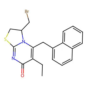 7H-Thiazolo(3,2-a)pyrimidin-7-one, 3-(bromomethyl)-6-ethyl-2,3-dihydro-5-(1-naphthalenylmethyl)- structure