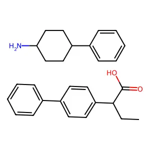 2-((1,1'-Biphenyl)-4-yl)butanoic acid--4-phenylcyclohexan-1-amine (1/1) structure