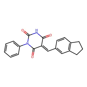 5-[(2,3-Dihydro-1H-inden-5-yl)methylene]-1-phenyl-2,4,6(1H,3H,5H)-pyrimidinetrione structure