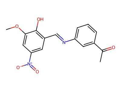 3'-(2-Hydroxy-3-methoxy-5-nitrobenzylideneamino)acetophenone structure