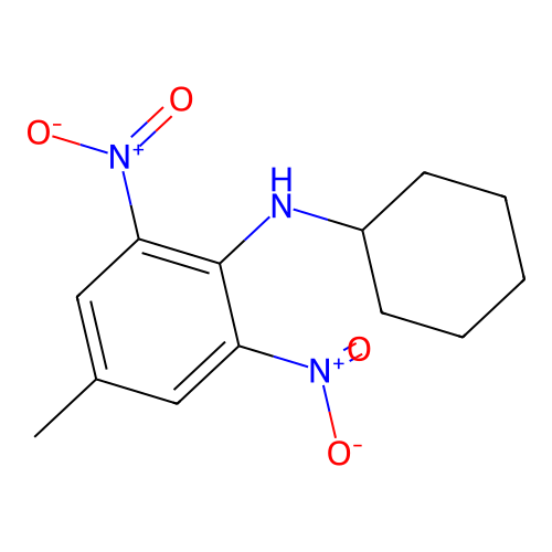 N-cyclohexyl-4-methyl-2,6-dinitroaniline structure