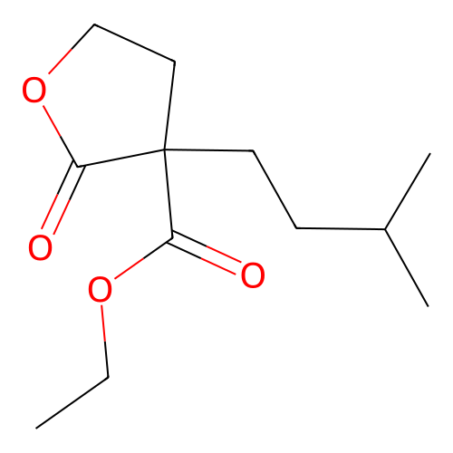 Ethyl 3-isopentyl-2-oxotetrahydro-3-furancarboxylate structure
