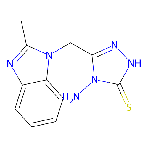 4-amino-5-[(2-methyl-1H-benzimidazol-1-yl)methyl]-4H-1,2,4-triazole-3-thiol structure