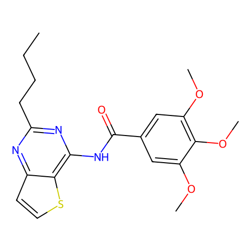 N-(2-butylthieno[3,2-d]pyrimidin-4-yl)-3,4,5-trimethoxybenzamide structure