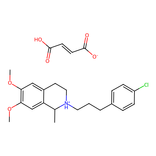 Isoquinoline, 1,2,3,4-tetrahydro-2-(3-(p-chlorophenyl)propyl)-6,7-dimethoxy-1-methyl-, fumarate structure