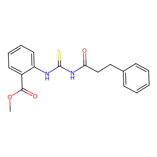 Methyl 2-({[(3-phenylpropanoyl)amino]carbothioyl}amino)benzoate structure