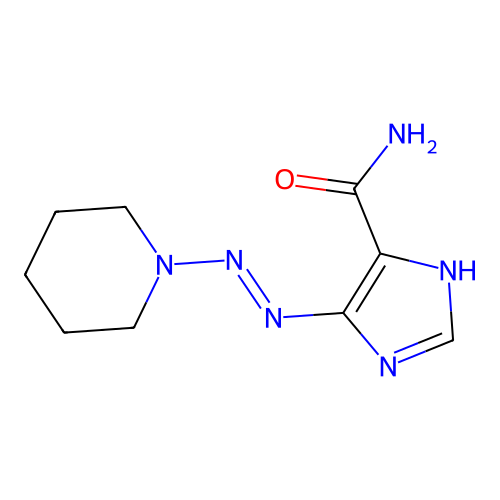 4-(piperidin-1-yldiazenyl)-1H-imidazole-5-carboxamide structure