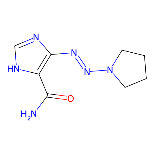 4-(pyrrolidin-1-yldiazenyl)-1H-imidazole-5-carboxamide structure