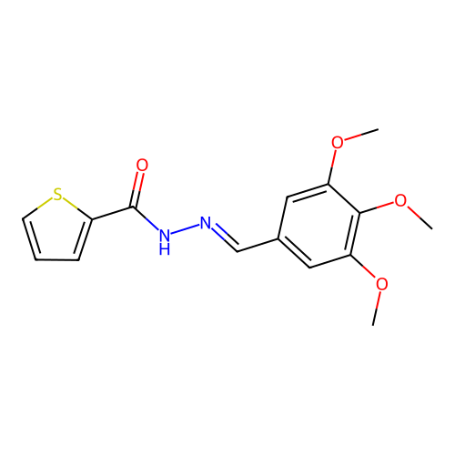 N'-[(E)-(3,4,5-trimethoxyphenyl)methylidene]thiophene-2-carbohydrazide structure
