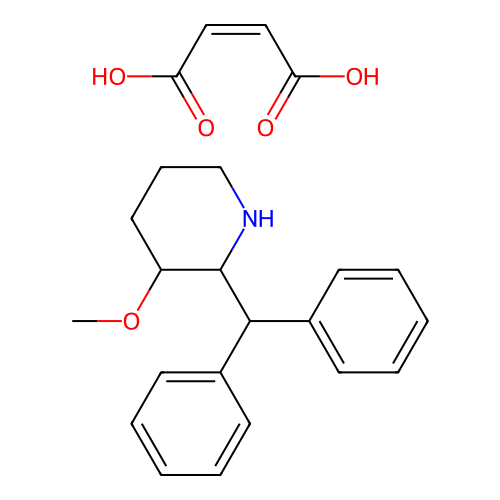 Piperidine, 2-(diphenylmethyl)-3-methoxy-, maleate (1:1) structure