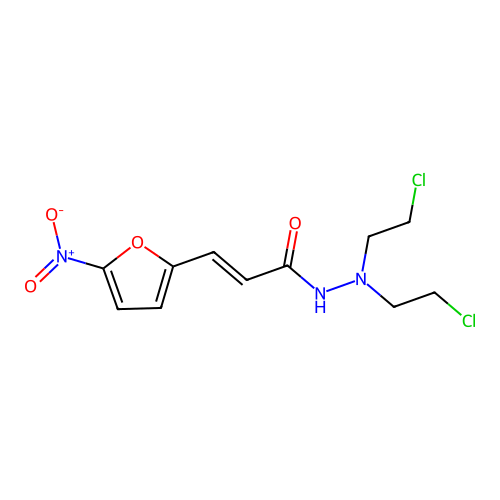 2-Furanacrylic acid, 5-nitro-, 2,2-bis(2-chloroethyl)hydrazide structure