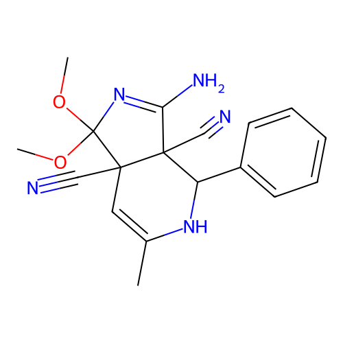 3-Amino-1,1-dimethoxy-6-methyl-4-phenyl-4,5-dihydro-1H-pyrrolo[3,4-c]pyridine-3a,7a-dicarbonitrile structure