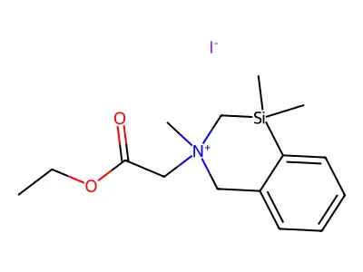 1,2,3,4-Tetrahydro-3-(2-ethoxy-2-oxoethyl)-1,1,3-trimethyl-3,1-benzazasilinium iodide structure