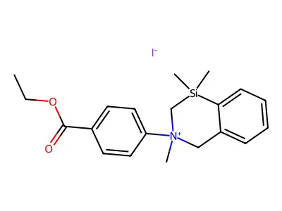 1,2,3,4-Tetrahydro-3-(4-(ethoxycarbonyl)phenyl)-1,1,3-trimethyl-3,1-benzazasilinium iodide structure