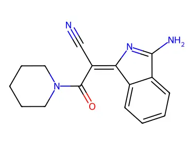 (2E)-2-(3-Aminoisoindol-1-ylidene)-3-oxo-3-piperidin-1-ylpropanenitrile structure