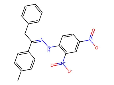 N-[[1-(4-methylphenyl)-2-phenyl-ethylidene]amino]-2,4-dinitro-aniline structure