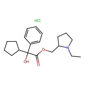 N-Ethyl-2-pyrrolidylmethyl phenylcyclopentylglycolate hydrochloride structure