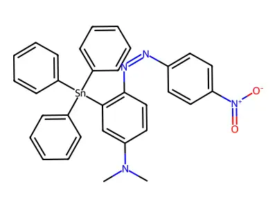 4-(Dimethylamino)-4'-nitro-2-(triphenylstannyl)azobenzene structure