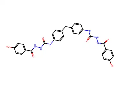 4',4''-Methylenebis(1-(4-hydroxybenzoyl)-4-phenylsemicarbazide) structure